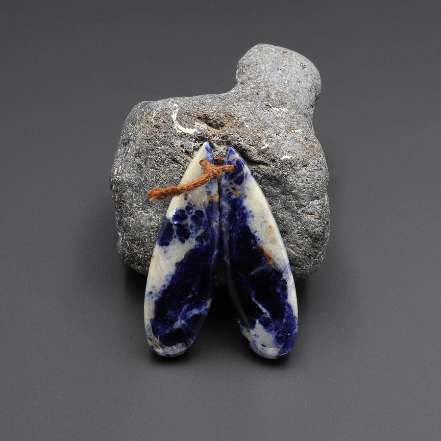 Natural Multicolor Sodalite Teardrop Earring Pair Matched Gemstone Beads