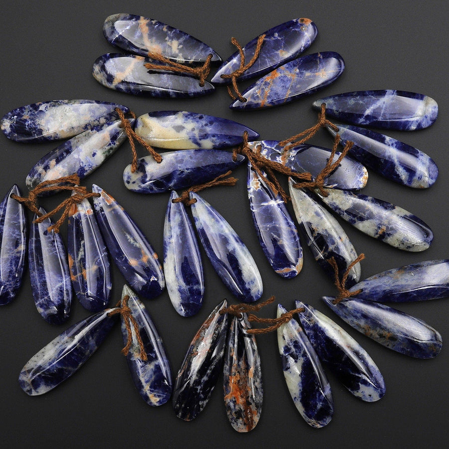 Natural Multicolor Sodalite Teardrop Earring Pair Matched Gemstone Beads