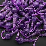 Natural Purple Amethyst Guru Beads 3 Holes T-Beads Set For Mala Making 10mm