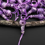 Natural Chevron Amethyst Guru Beads 3 Holes T-Beads Set For Mala Making 10mm