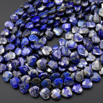 Natural Blue Lapis Faceted Heart Beads 12mm Gemstone 15.5" Strand