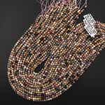 Faceted Natural Rainbow Agate 4mm Round Beads Micro Diamond Cut Gemstone 15.5" Strand