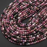 AAA Natural Pink Green Tourmaline 4mm Smooth Round Beads 15.5" Strand