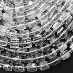 Natural Rock Crystal Quartz 8mm Hand Cut Cube Beads 15.5" Strand
