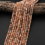 Natural Sunstone Faceted Rondelle Beads 5mm 6mm 15.5" Strand