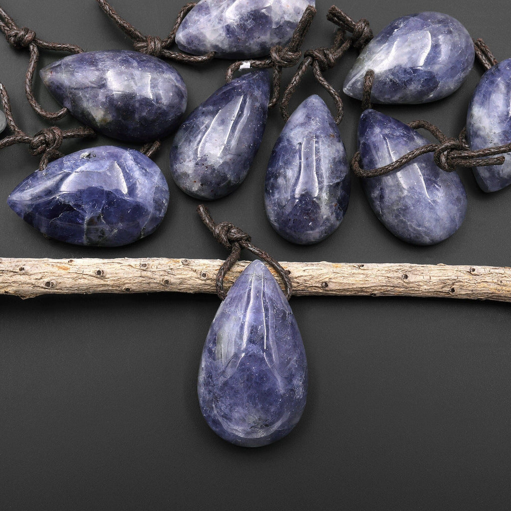 Natural Iolite Teardrop Pendant Side Drilled Gemstone A1