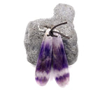Natural Chevron Amethyst Teardrop Earring Pair Matched Gemstone Beads