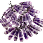 Natural Chevron Amethyst Teardrop Earring Pair Matched Gemstone Beads