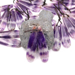 Natural Chevron Amethyst Teardrop Earring Pair Matched Gemstone Beads