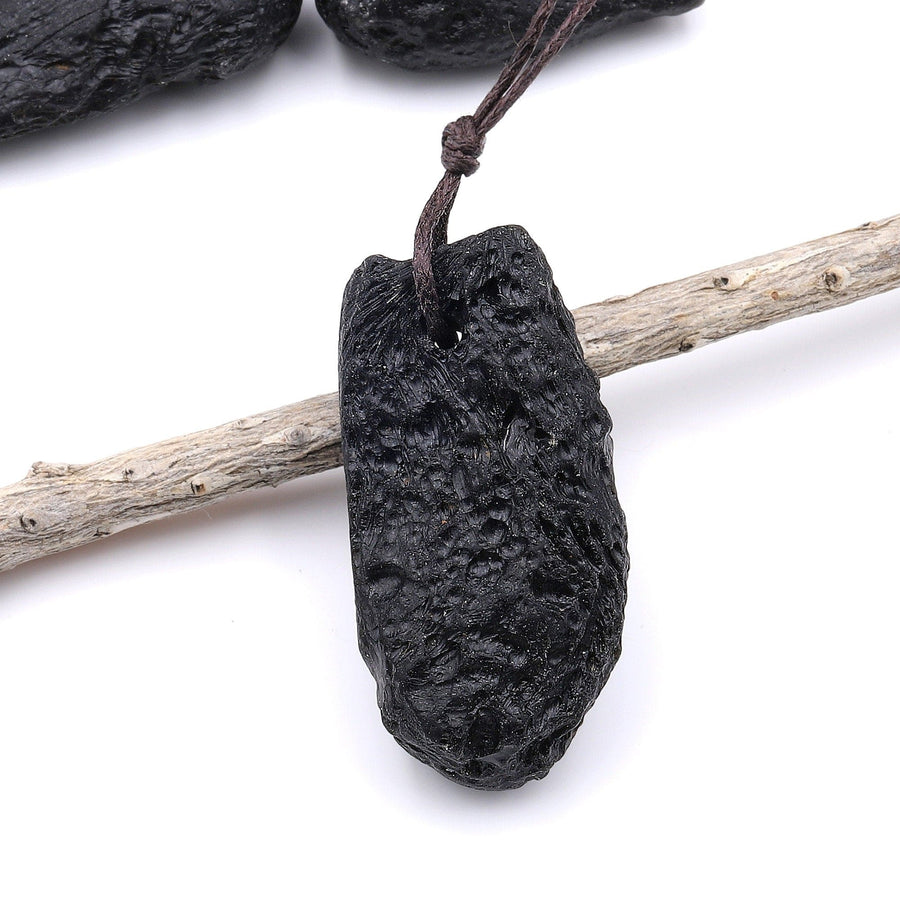 Natural Black Tektite From Thailand Freeform Whole Nugget Pendant Meteorite Cosmic Gems Rough Raw Gemstone A2