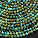Natural Turquoise 4mm Faceted Round Beads Real Genuine Vibrant Blue Yellow Green 15.5" Strand