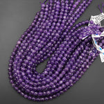 AAA Finest Natural Purple Amethyst Faceted 4mm 6mm 8mm Round Beads 15.5" Strand