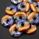 Rainbow Chakra Crystal Donut Pendant 30mm