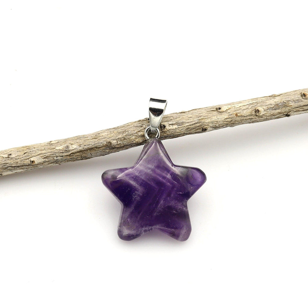 Natural Purple Amethyst Pendant Gemstone Star A3