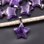 Natural Purple Amethyst Pendant Gemstone Star