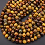 Natural Golden Pietersite 7mm 8mm 10mm 12mm 14mm 16mm 18mm Round Beads 15.5" Strand