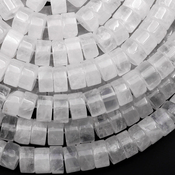 Natural Rock Quartz Crystal 8mm Heishi Rondelle Beads 15.5" Strand