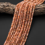 Natural Sunstone Faceted Rondelle Beads 5mm Orange Feldspar 15.5" Strand