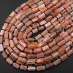 Natural Peach Moonstone Smooth Tube Cylinder Beads 15.5" Strand