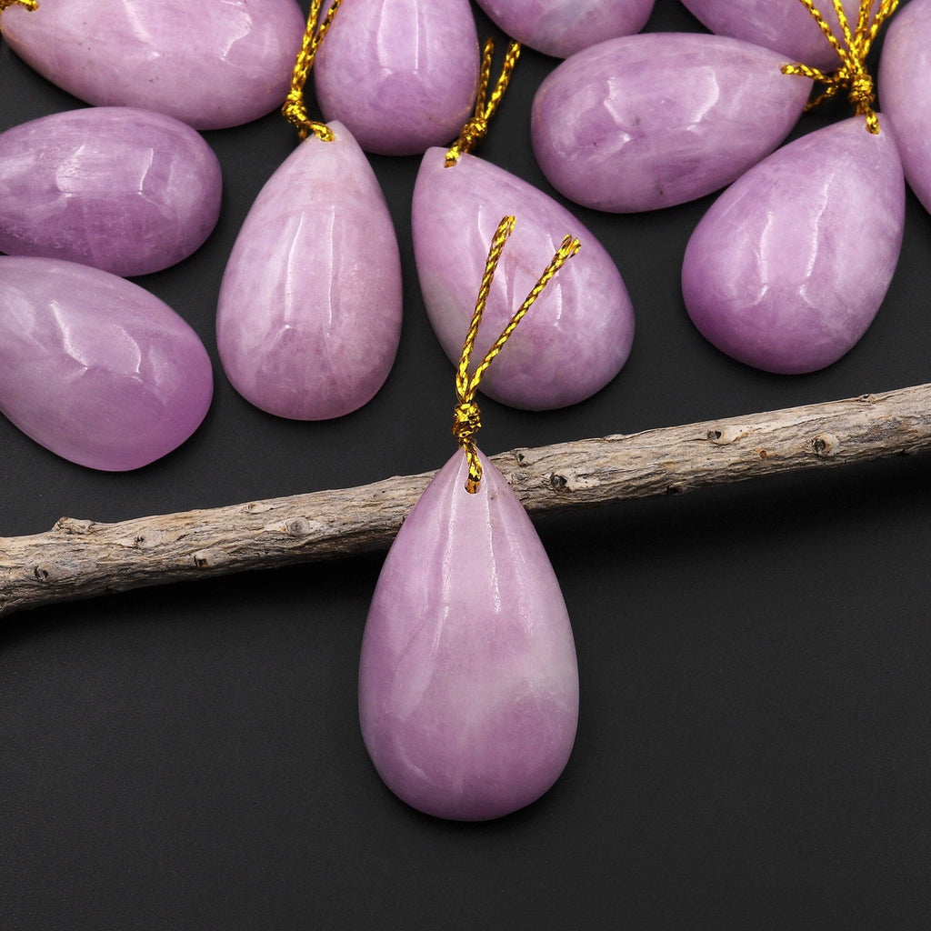 Natural Kunzite Pendant Teardrop Gemstone Focal Bead