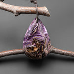 Natural Purple Russian Charorite Pendant Teardrop Gemstone