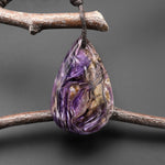 Natural Purple Russian Charorite Pendant Teardrop Gemstone