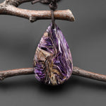 Natural Purple Russian Charorite Pendant Teardrop Gemstone