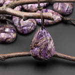 Natural Purple Russian Charorite Pendant Teardrop Gemstone