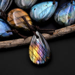 AAA Natural Labradorite Teardrop Pendant Rainbow Blue Green Gold Flashes