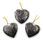 Rare Natural Pyrite in Magnetite Heart Pendant Side Drilled Gemstone Focal Bead