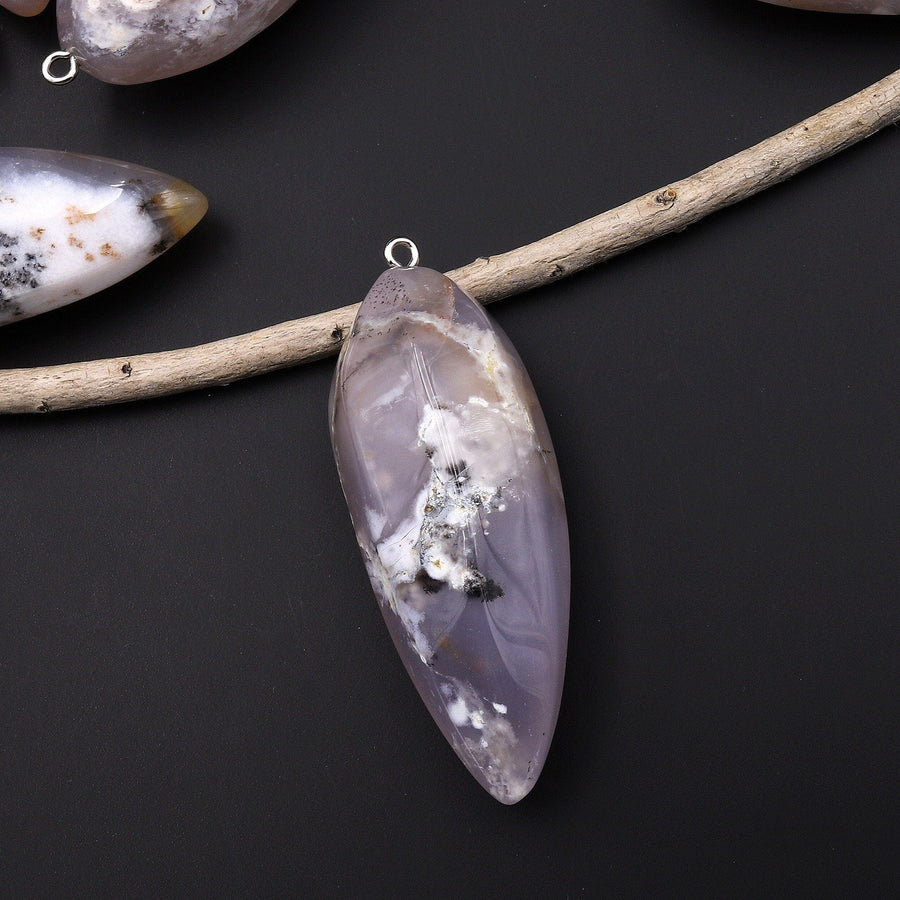 Natural Angel Chalcedony Pendant Teardrop Pendulum