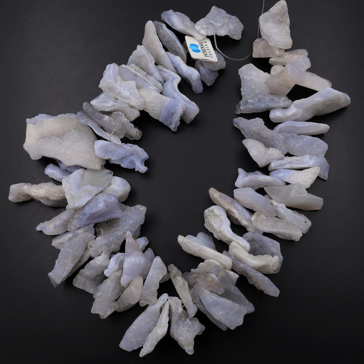 Large Freeform Natural Blue Chalcedony Geode Slice Druzy Drusy Beads T ...