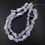 Hand Cut Natural Blue Chalcedony Geode Slice Druzy Beads Blue Lace Agate 15.5" Strand