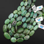 Large Natural Australian Green Chrysoprase Smooth Oval Nugget Beads Gemstone 15.5" Strand
