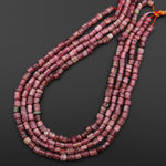 Natural Pink Tourmaline Short Tube Cylinder Beads 15.5" Strand