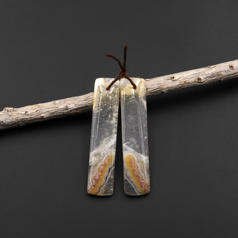 Translucent Ocean Jasper Earring Pair Matched Rectangle Gemstone Beads