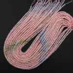 AAA Faceted Natural Multicolor Blue Green Aquamarine Pink Morganite 4mm Rondelle Beads 15.5" Strand
