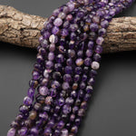 Natural Purple Phantom Amethyst Faceted Coin 6mm 8mm 10mm 15.5" Strand