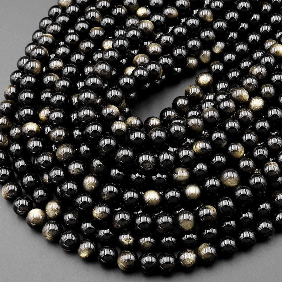 AAA Natural Golden Obsidian Beads 8mm 15.5" Strand