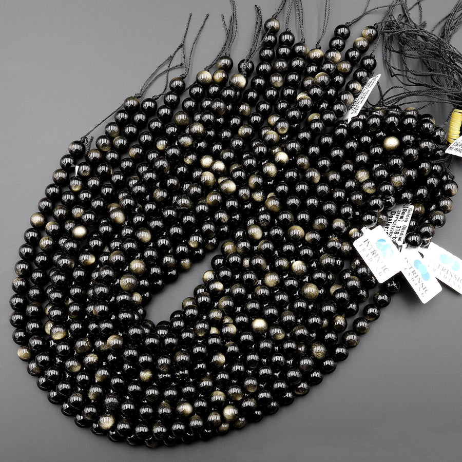 AAA Natural Golden Obsidian Beads 8mm 15.5" Strand