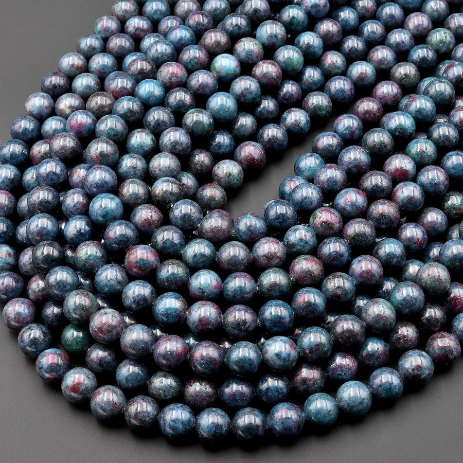 Natural Ruby Kyanite 8mm 10mm Round Beads Gemstone 15.5" Strand