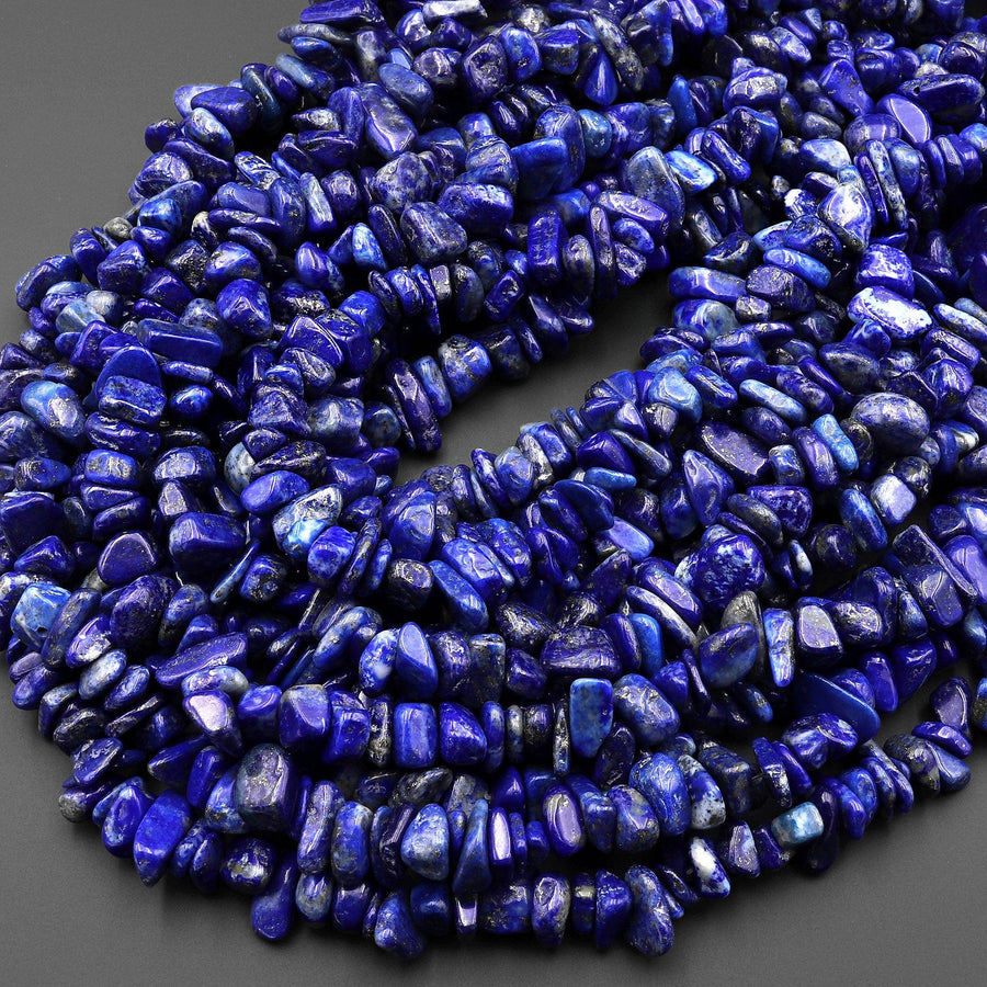 Natural Blue Lapis Freeform Pebble Chip Beads Gemstone 15.5" Strand