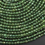 AAA Faceted Natural Green Apatite 4mm Round Beads 15.5" Strand