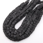 Natural Black Lava 10mm Cube Beads 15.5" Strand