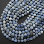 Real Genuine Natural Light Silvery Blue Kyanite 5mm 6mm 8mm 10mm 12mm Smooth Round Beads 15.5" Strand