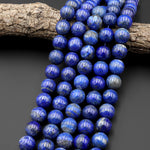 Large Natural Blue Lapis 14mm 16mm 18mm Round Beads With Pyrite Matrix 15.5" Strand