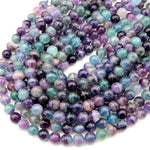 Natural Rainbow Fluorite Beads 8mm 10mm 12mm 14mm Round Gemstone 15.5" Strand