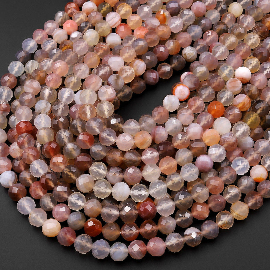 AAA Rare Faceted Natural Mozambique Agate 8mm 10mm Round Beads 15.5" Strand