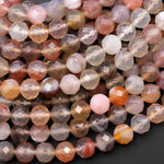 AAA Rare Faceted Natural Mozambique Agate 8mm 10mm Round Beads 15.5" Strand