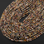 Faceted Natural Rainbow Agate 2mm 3mm Cube Beads Micro Diamond Cut Gemstone 15.5" Strand